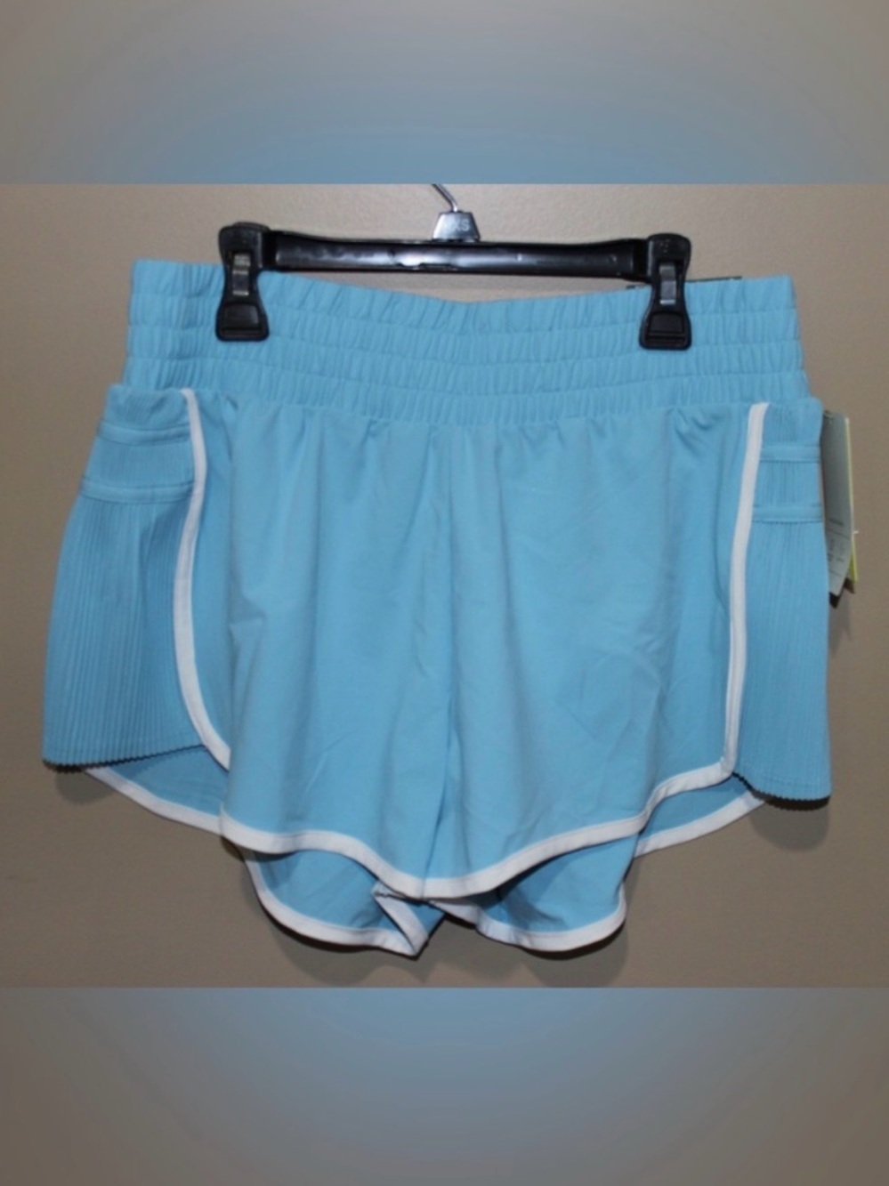 NWT Light Blue Women's Athletic Shorts with White Trim